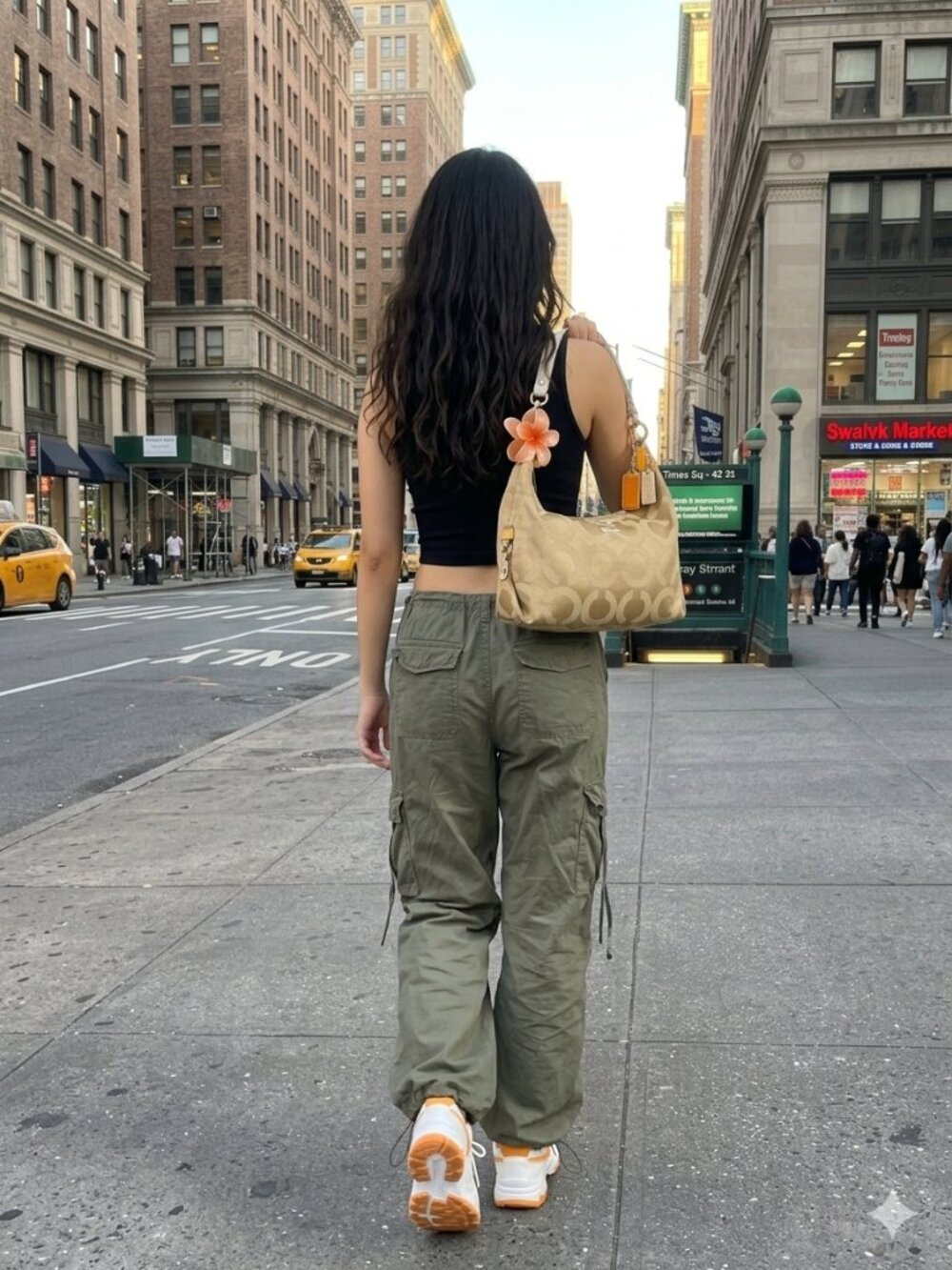 46.Coach Beige/Tan Signature Logo Zip Top Shoulder Bag Detachable Strap